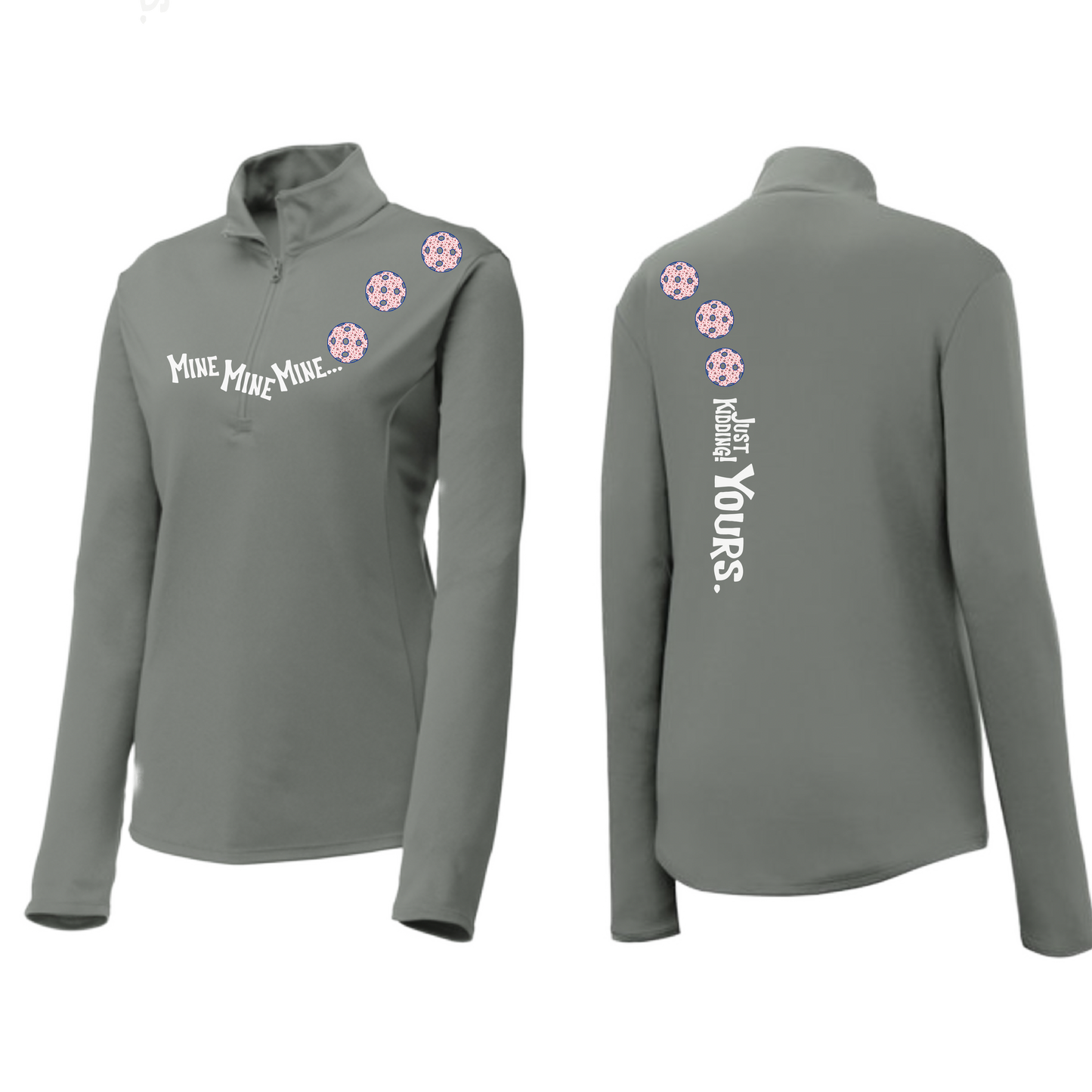 Mine JK Yours (Pickleballs With Stars) | Women's 1/4 Zip Pickleball Pullover | 100% Polyester