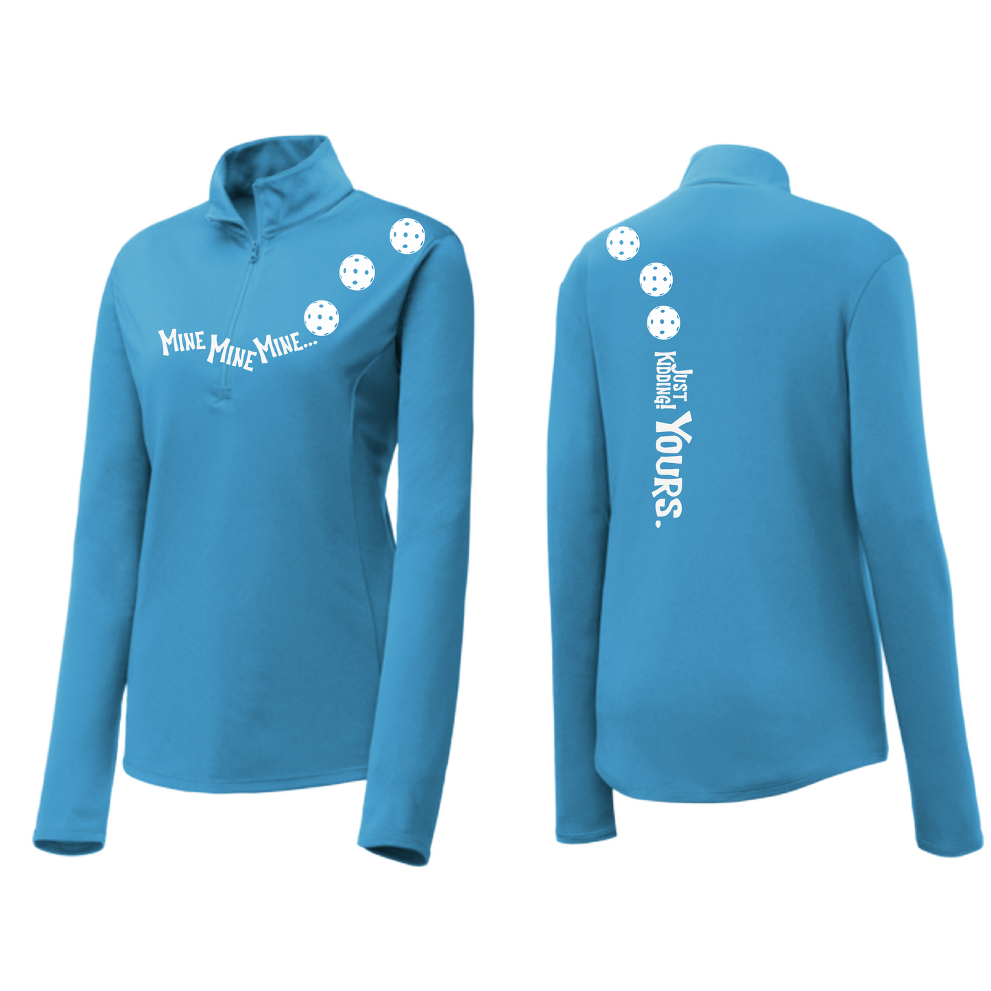 Mine JK Yours (Pickleball Colors Patriotic Stars White or Purple) | Women's 1/4 Zip Pickleball Pullover | 100% Polyester