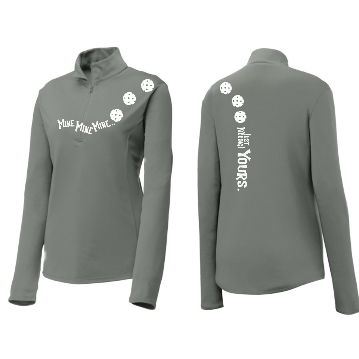 Mine JK Yours (Pickleballs Red) | Clearance Women's 1/4 Zip Pickleball Pullover | 100% Polyester