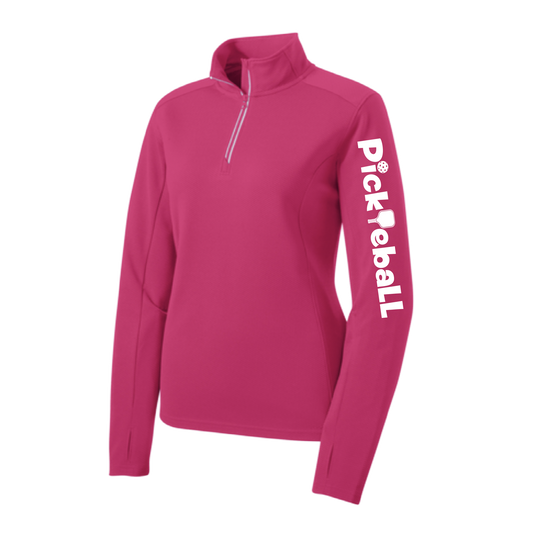 Pickleball Horizontal (Sleeve) | Clearance Women's 1/4 Zip Pickleball Athletic Pullover | 100% Polyester