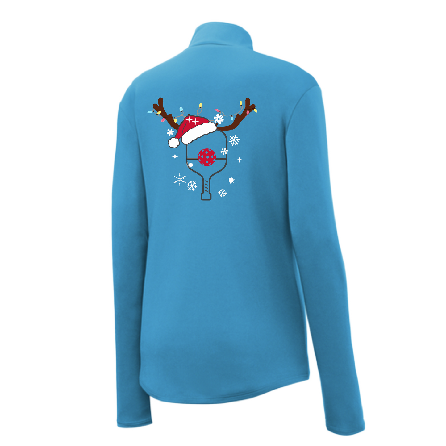 Rudolph The Pickling Reindeer Paddle | Women's 1/4 Zip Pickleball Pullover | 100% Polyester