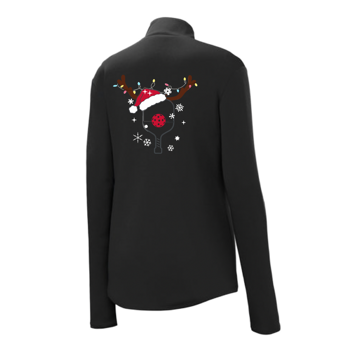 Rudolph The Pickling Reindeer Paddle | Women's 1/4 Zip Pickleball Pullover | 100% Polyester