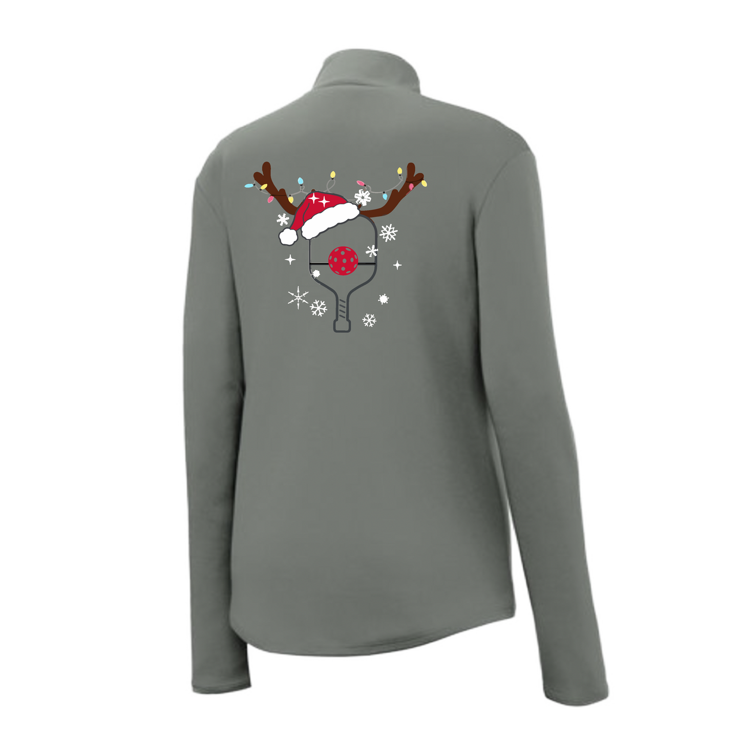 Rudolph The Pickling Reindeer Paddle | Women's 1/4 Zip Pickleball Pullover | 100% Polyester