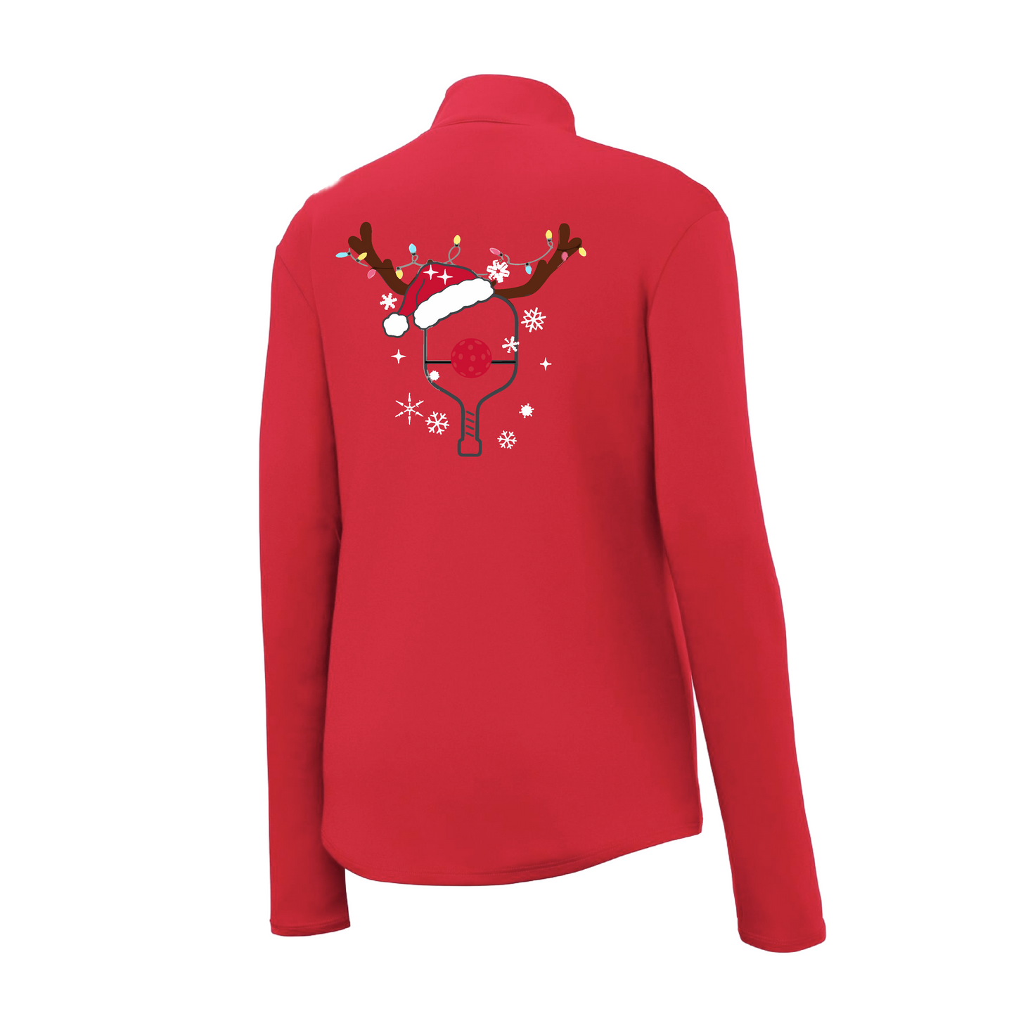 Rudolph The Pickling Reindeer Paddle | Women's 1/4 Zip Pickleball Pullover | 100% Polyester