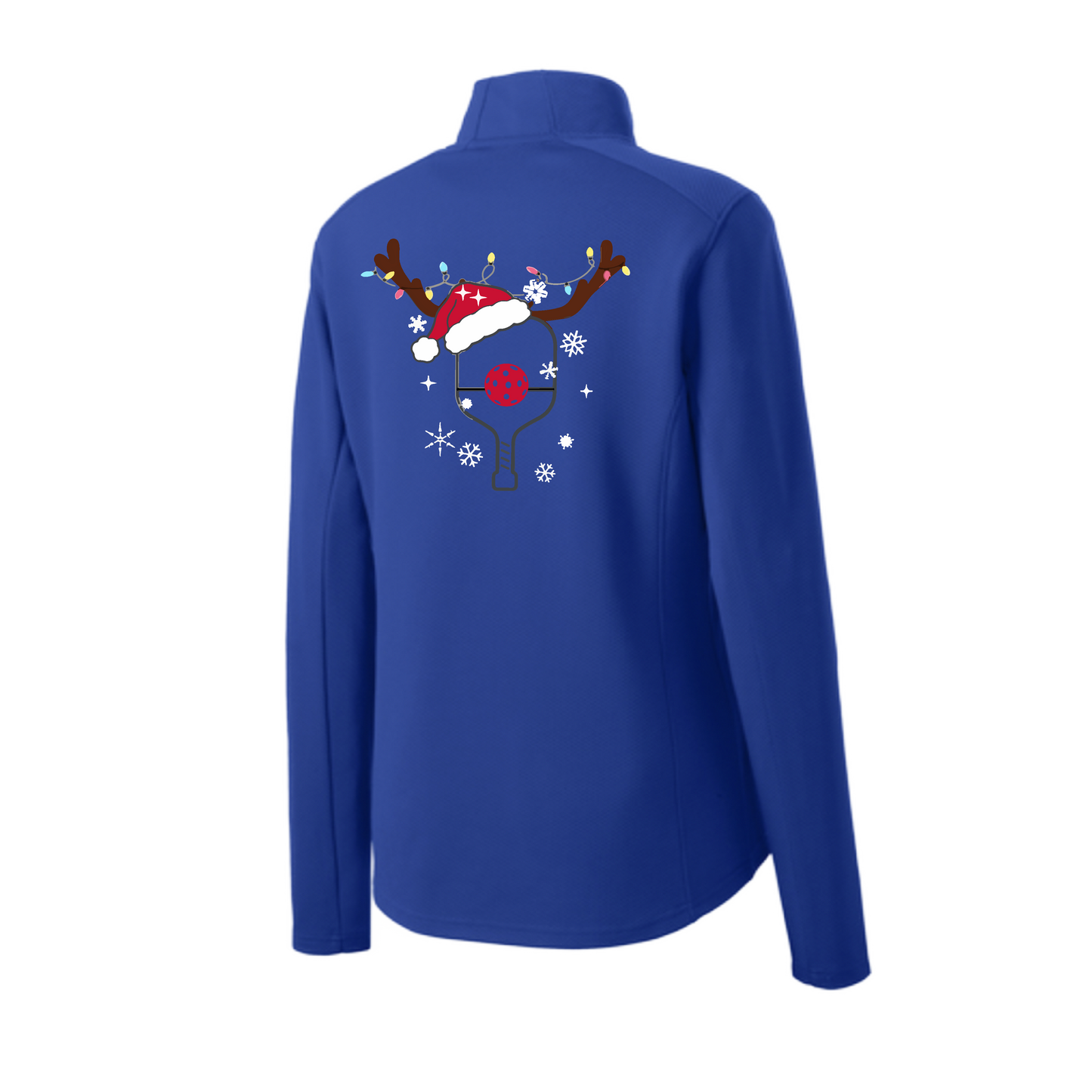 Rudolph The Pickling Reindeer Paddle | Women's 1/4 Zip Pickleball Pullover | 100% Polyester