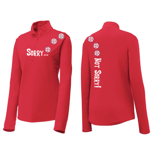 Sorry Not Sorry (Pickleball color Patriotic Stars) Customizable | Women's 1/4 Zip Pullover Pickleball Shirt | 100% Polyester