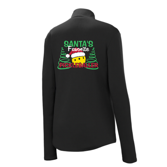 Santa's Favorite Pickleballer | Women's 1/4 Zip Pickleball Pullover | 100% Polyester