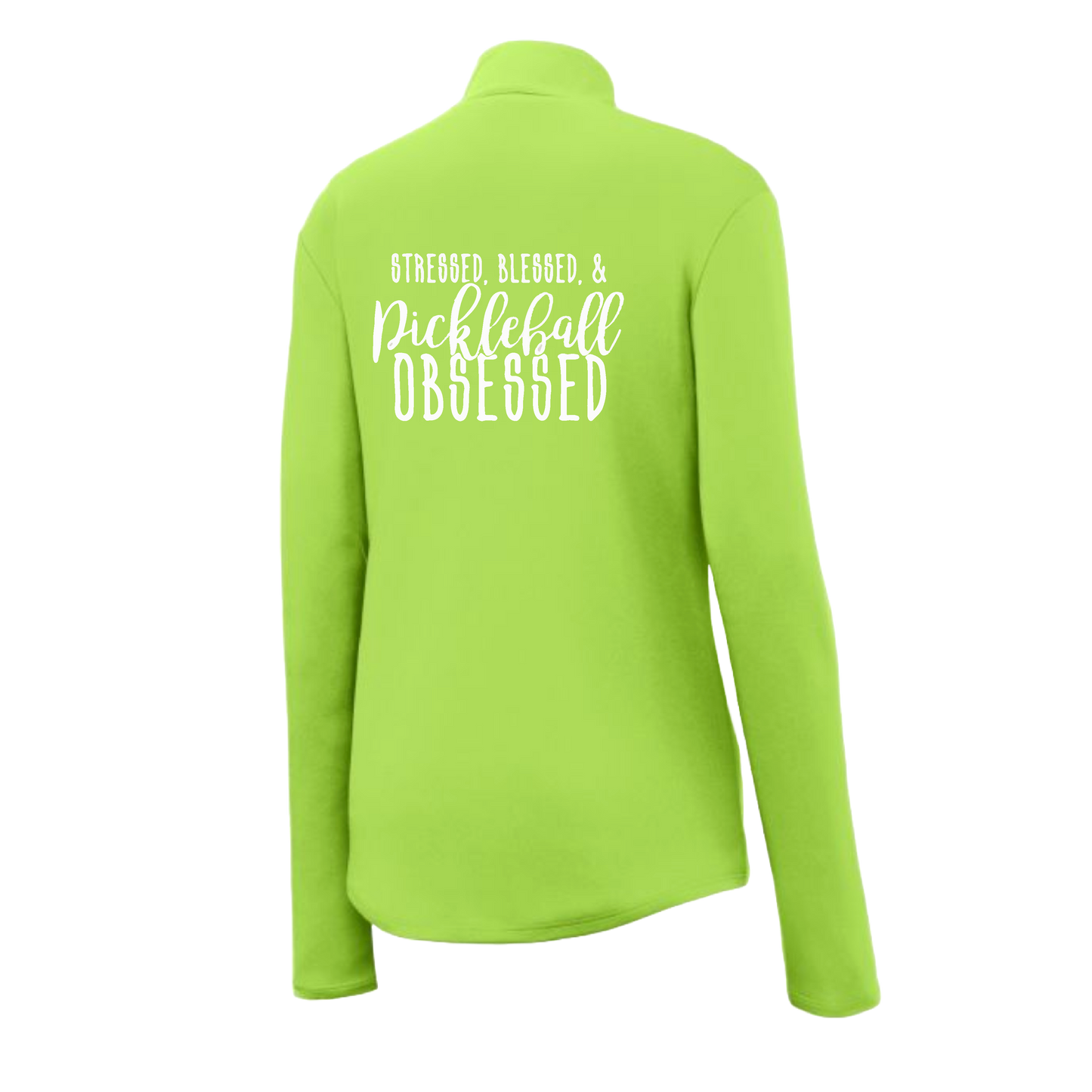 Stressed Blessed Pickleball Obsessed | Clearance Women's 1/4 Zip Pickleball Athletic Pullover | 100% Polyester