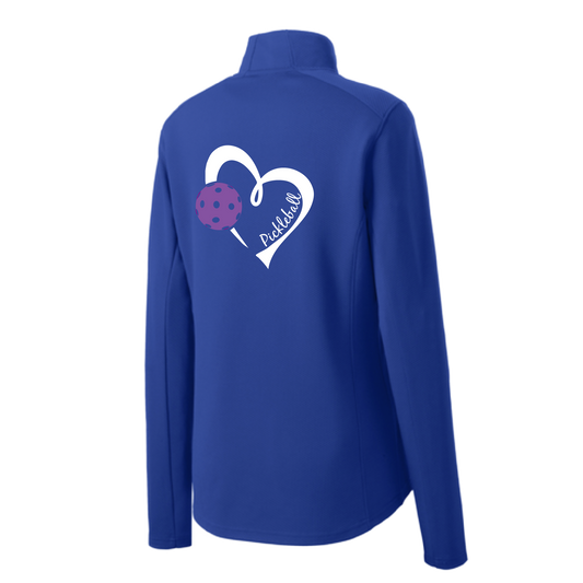 Pickleball Love (Purple) | Women's 1/4 Zip Pullover Athletic Shirt | 100% Polyester