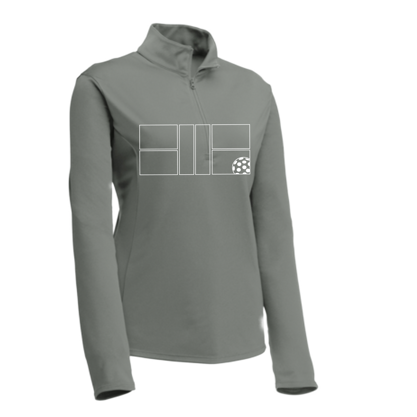 Pickleball Court With Pickleball (Customizable) | Women’s 1/4 Zip Pullover Athletic Shirt | 100% Polyester