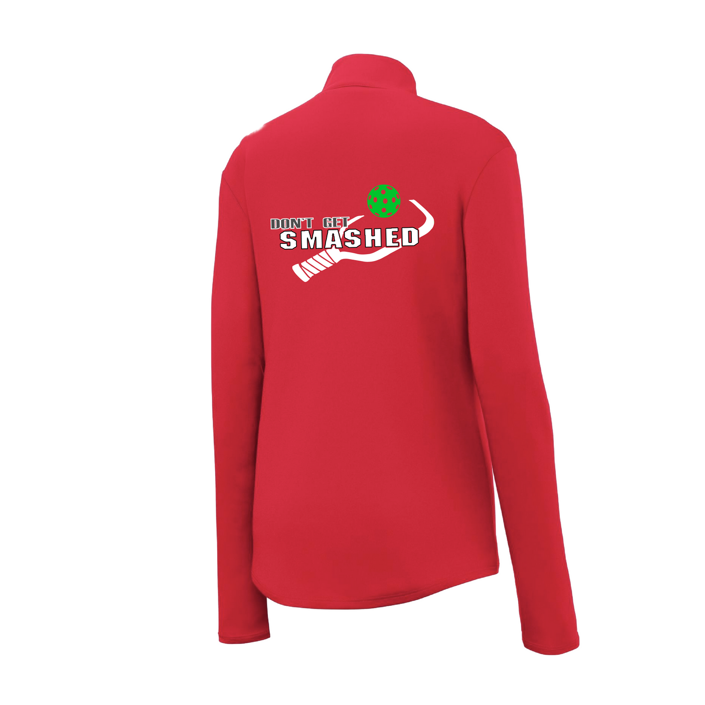 Don't Get Smashed (Pickleball Color Rainbow Red Green) | Women's 1/4 Zip Pullover Athletic Shirt | 100% Polyester