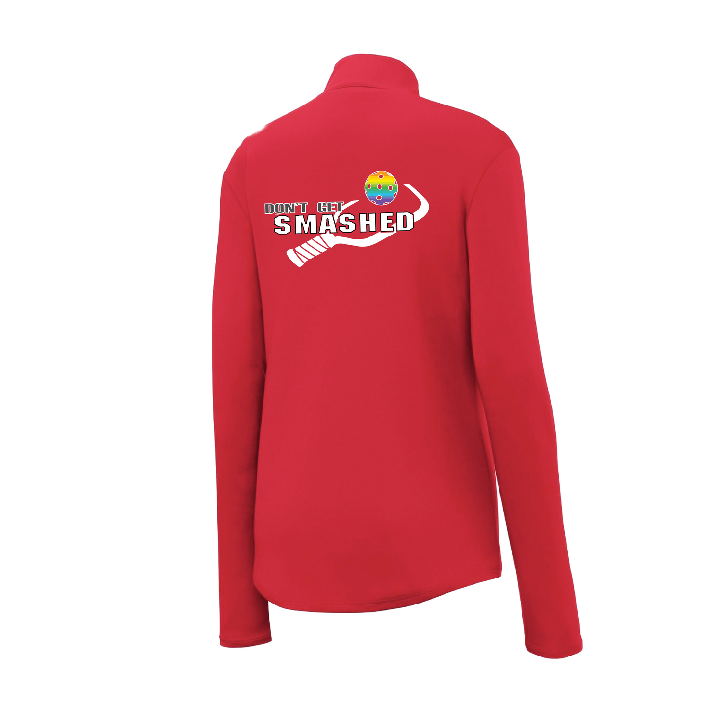 Don't Get Smashed (Pickleball Color Rainbow Red Green) | Women's 1/4 Zip Pullover Athletic Shirt | 100% Polyester