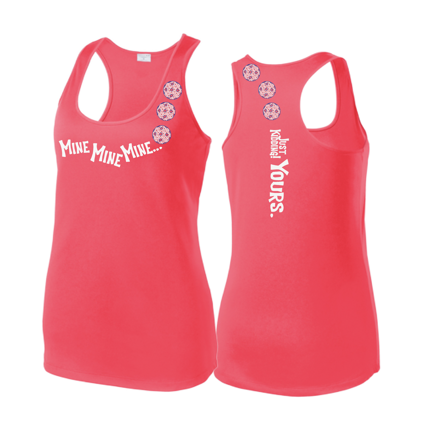 Mine JK Yours (Pickleballs With Stars) | Women's Racerback Pickleball Tank | 100% Polyester