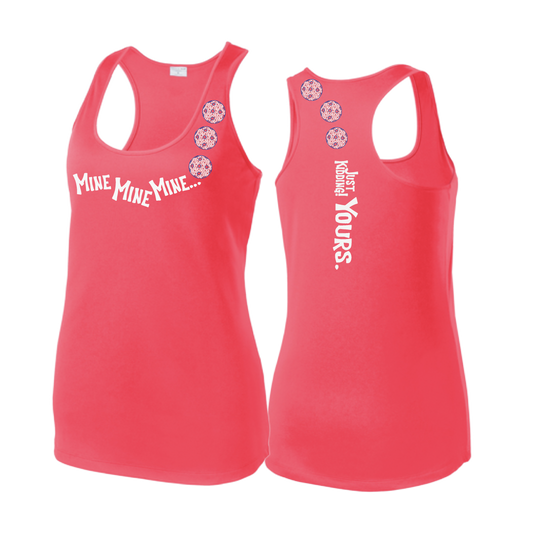 Mine JK Yours (Pickleballs With Stars) | Women's Racerback Pickleball Tank | 100% Polyester