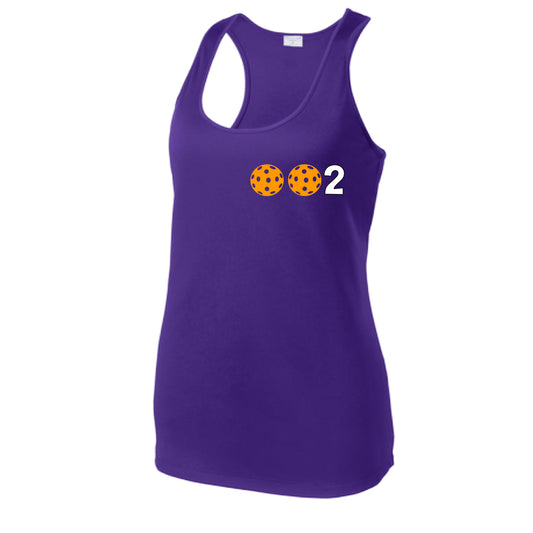 002 With Pickleballs (Colors Green Orange Red) Customizable | Women's Racerback Pickleball Tank | 100% Polyester