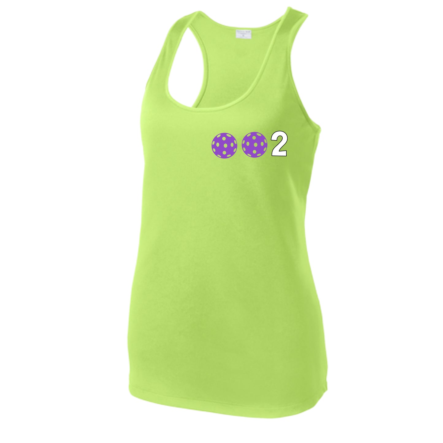 002 With Pickleballs (Colors Cyan Purple Rainbow) Customizable | Women’s Racerback Tank | 100% Polyester