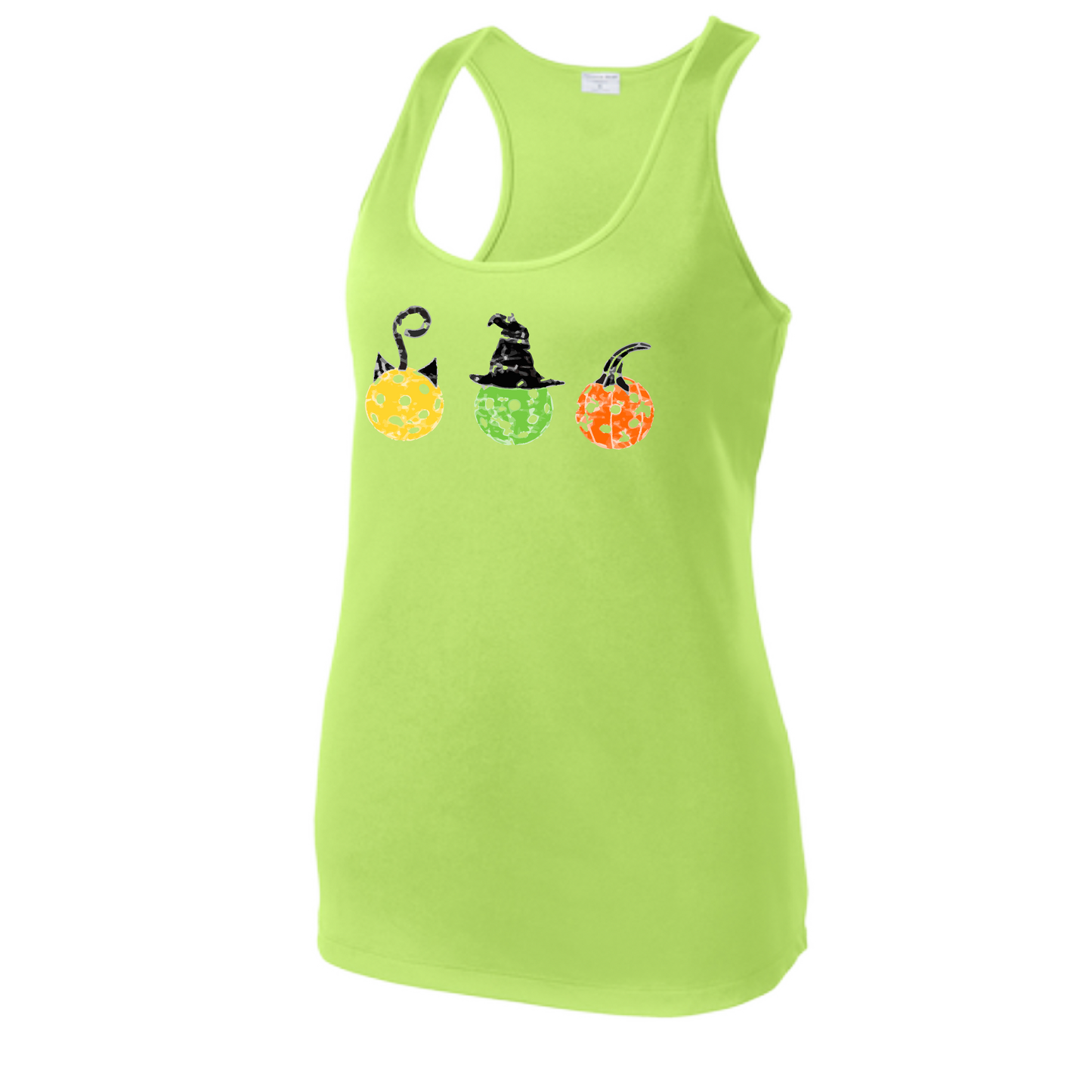 Cat Witch Pumpkin | Women's Racerback Pickleball Tank | 100% Polyester