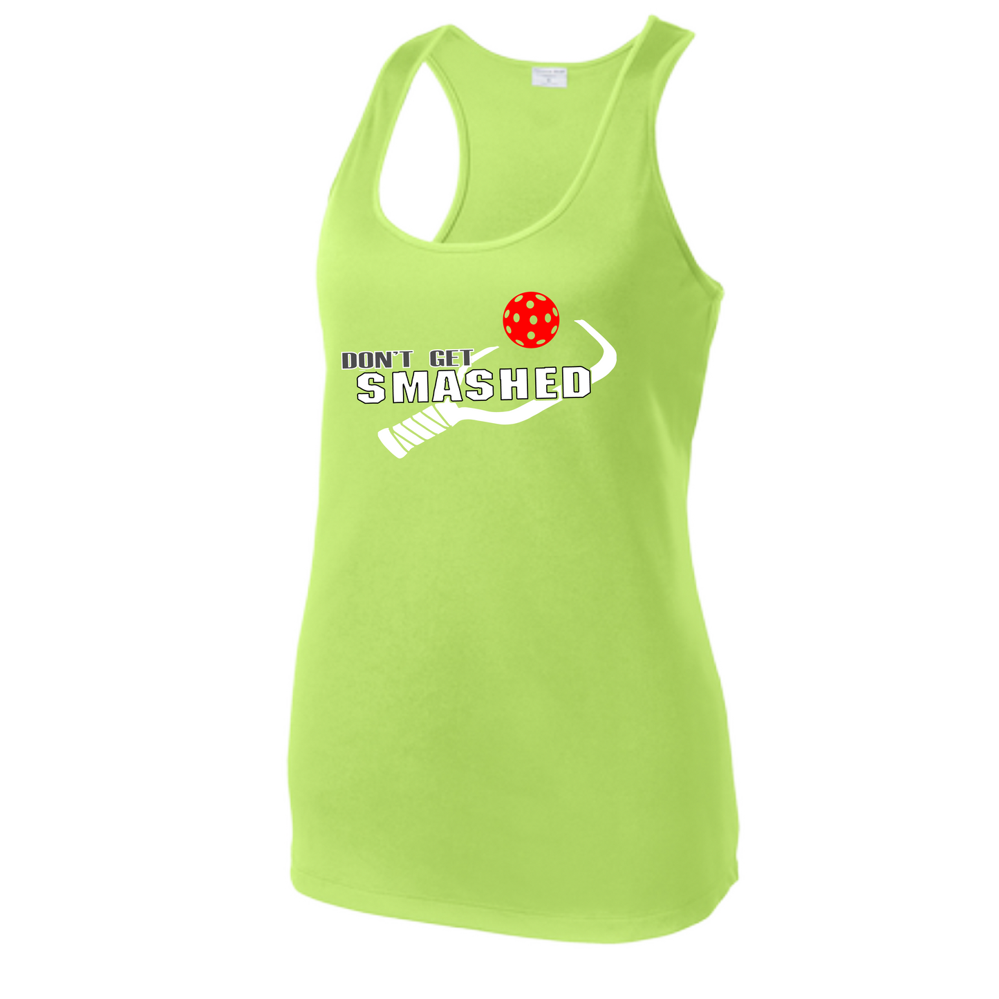 Don't Get Smashed (Colors Red Green Rainbow) Customizable | Women's Racerback Pickleball Tank | 100% Polyester