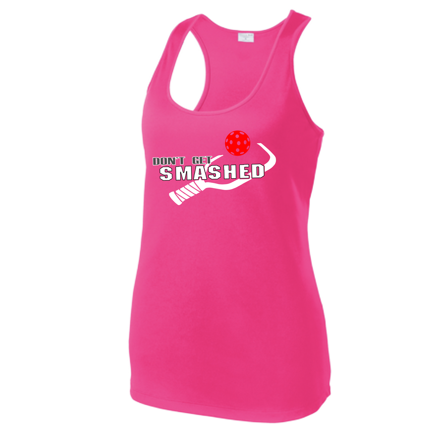 Don't Get Smashed (Colors Red Green Rainbow) Customizable | Women's Racerback Pickleball Tank | 100% Polyester