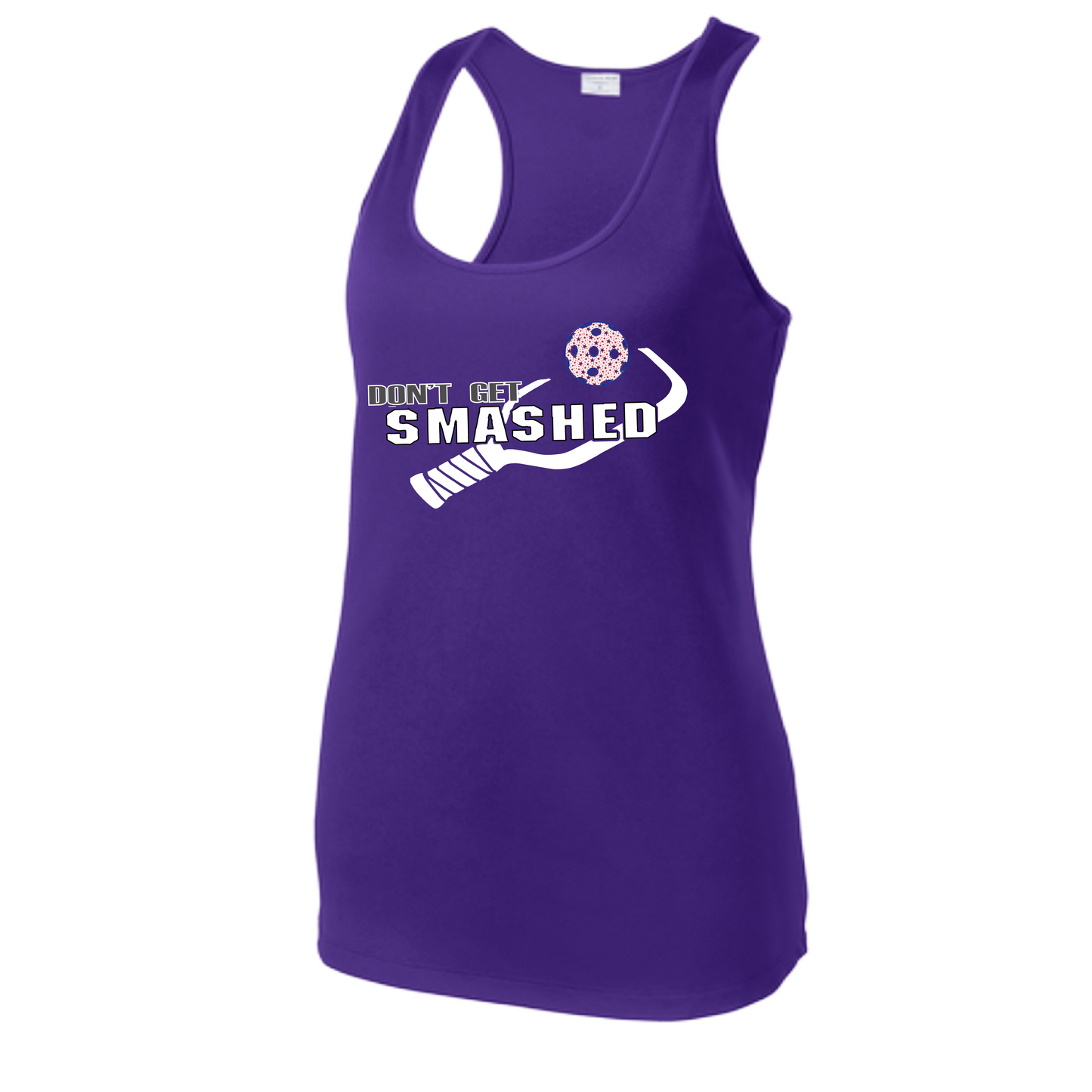 Don't Get Smashed (Patriotic Stars) | Women's Racerback Pickleball Tank | 100% Polyester