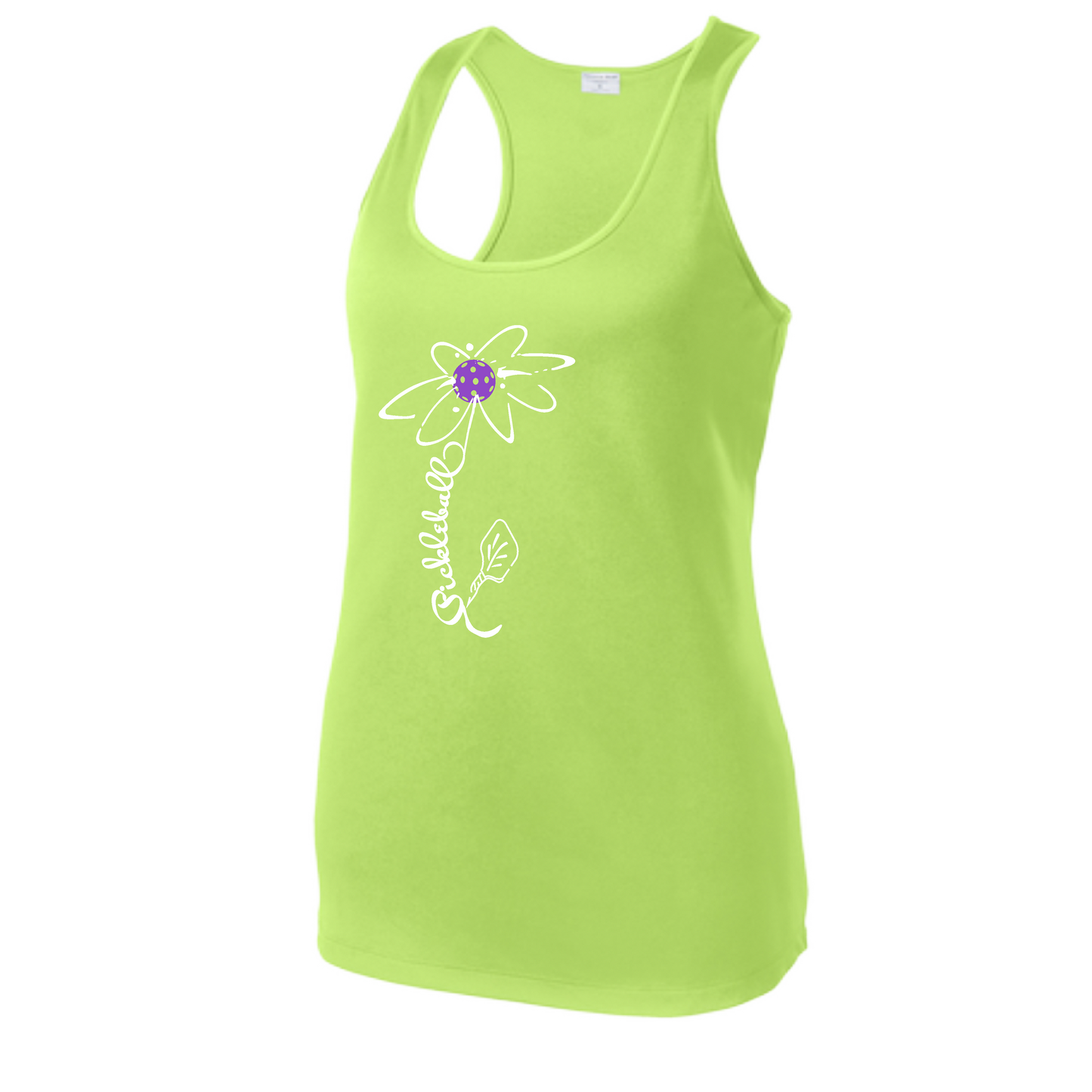 Pickleball Flower (Pink Purple Rainbow) | Women's Racerback Pickleball Tank | 100% Polyester