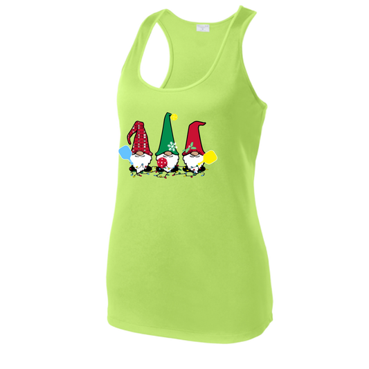 Christmas Gnomes | Women's Racerback Pickleball Tank | 100% Polyester