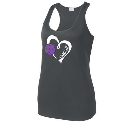 Pickleball Love (Purple) | Women's Racerback Pickleball Tank | 100% Polyester