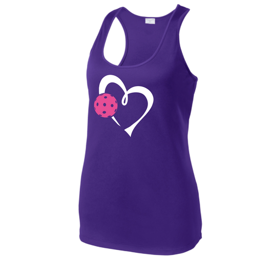 Love Pickleball (Pink) | Women's Racerback Pickleball Tank | 100% Polyester