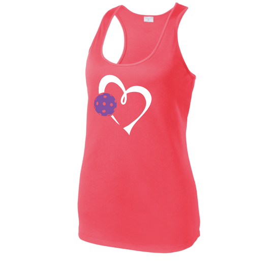 Love Pickleball (Purple) | Women's Racerback Pickleball Tank | 100% Polyester