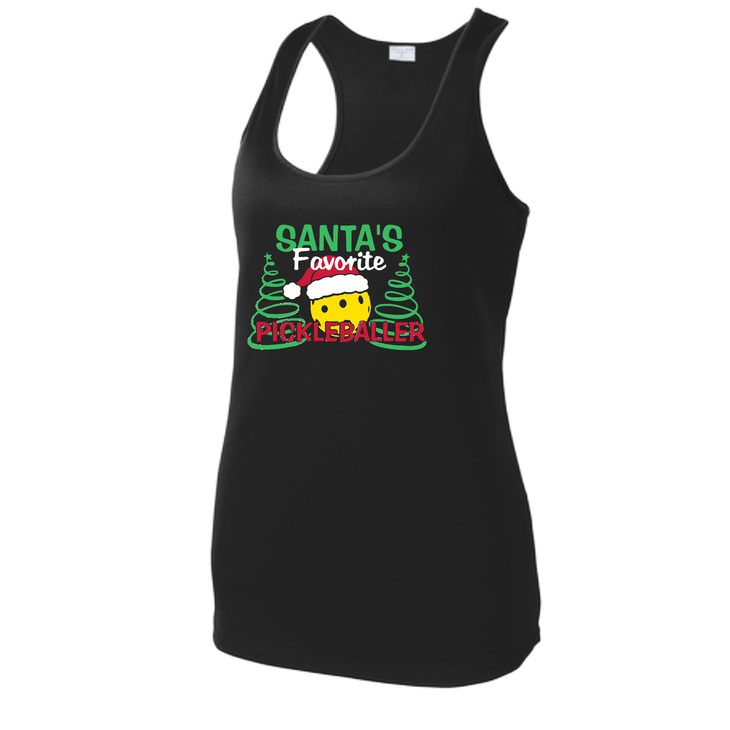 Santa's Favorite Pickleballer | Women's Racerback Pickleball Tank | 100% Polyester