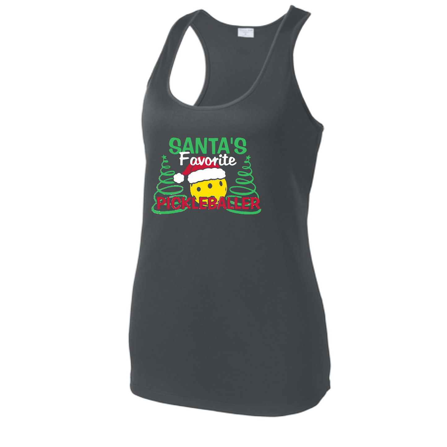 Santa's Favorite Pickleballer | Women's Racerback Pickleball Tank | 100% Polyester