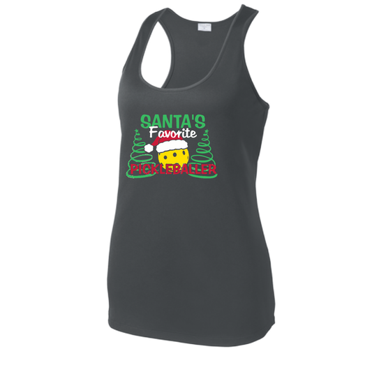 Santa's Favorite Pickleballer | Women's Racerback Pickleball Tank | 100% Polyester