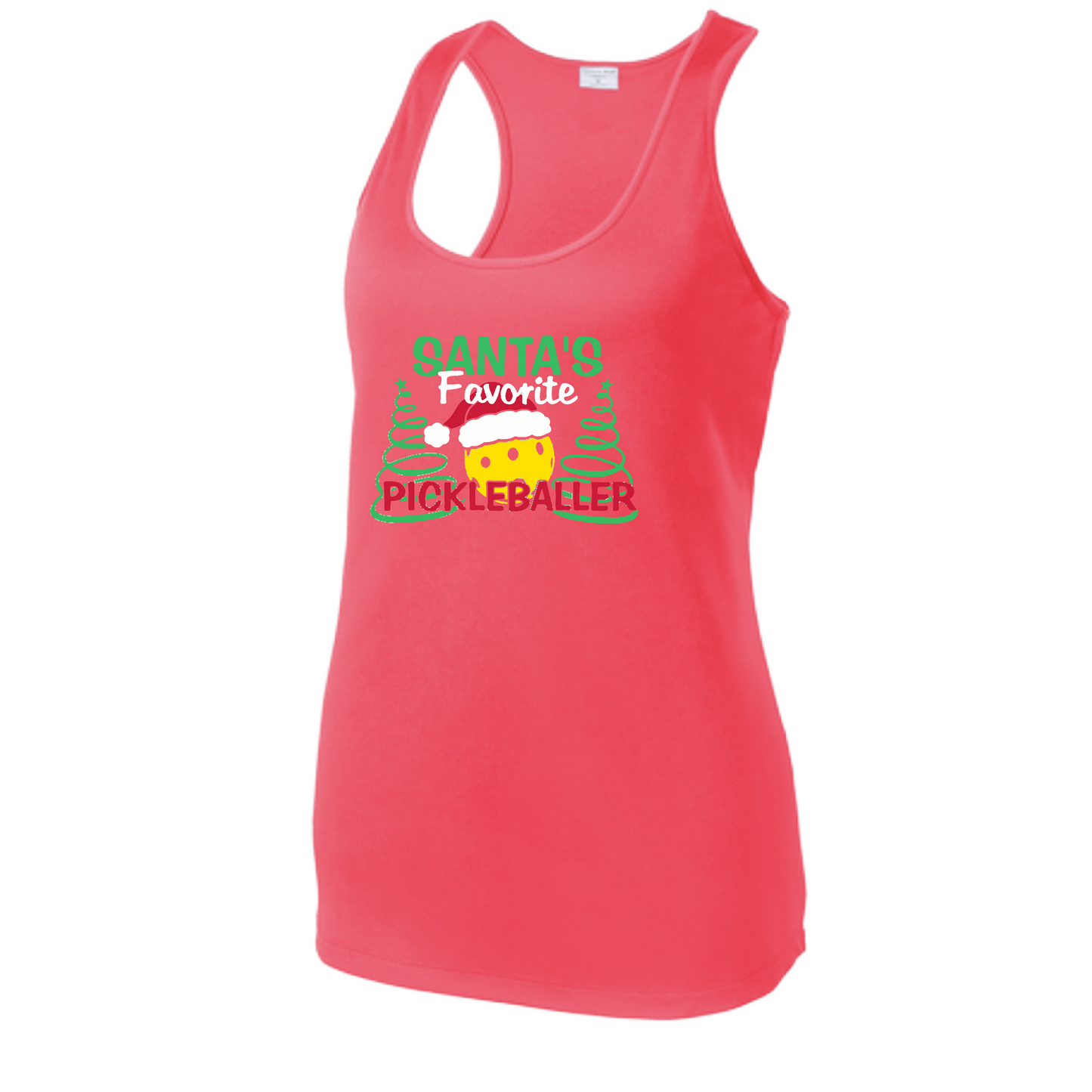 Santa's Favorite Pickleballer | Women's Racerback Pickleball Tank | 100% Polyester