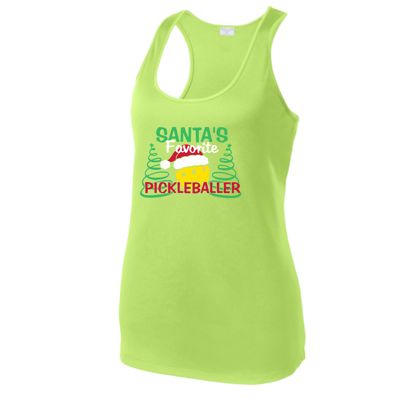 Santa's Favorite Pickleballer | Women's Racerback Pickleball Tank | 100% Polyester