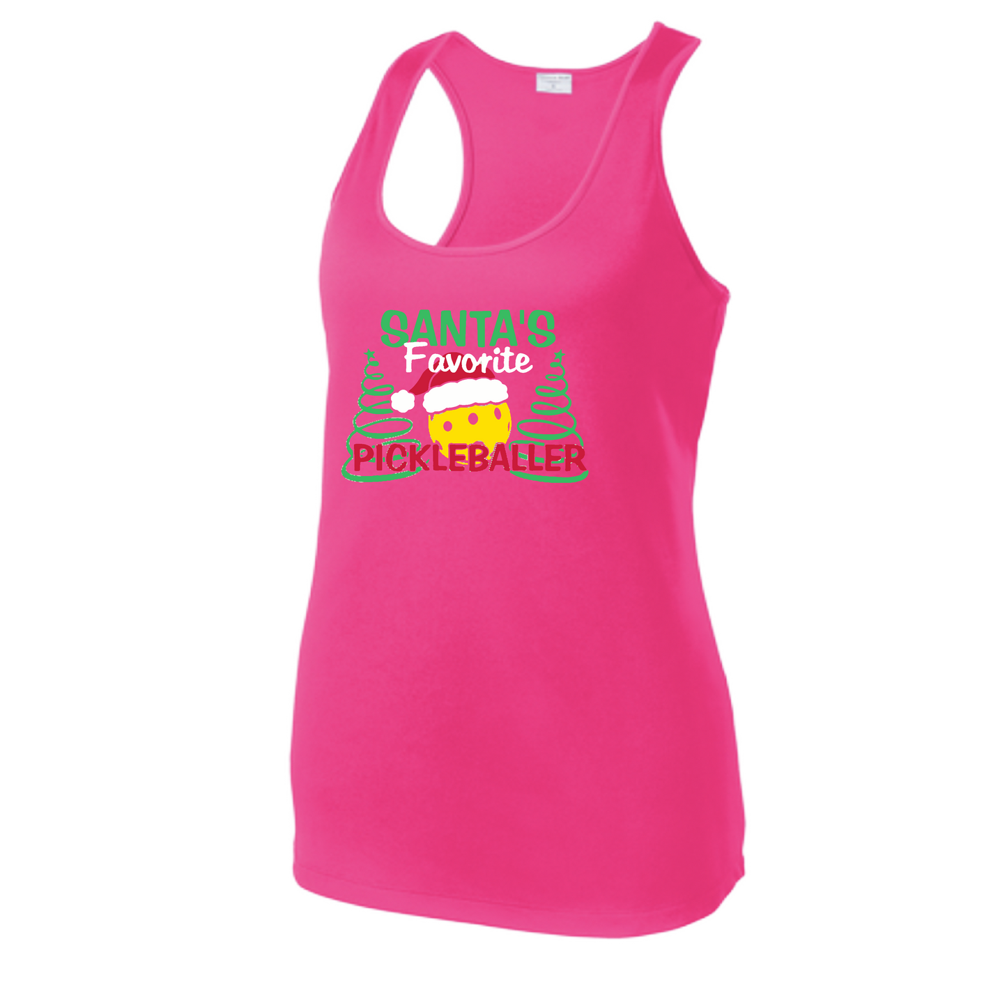 Santa's Favorite Pickleballer | Women's Racerback Pickleball Tank | 100% Polyester