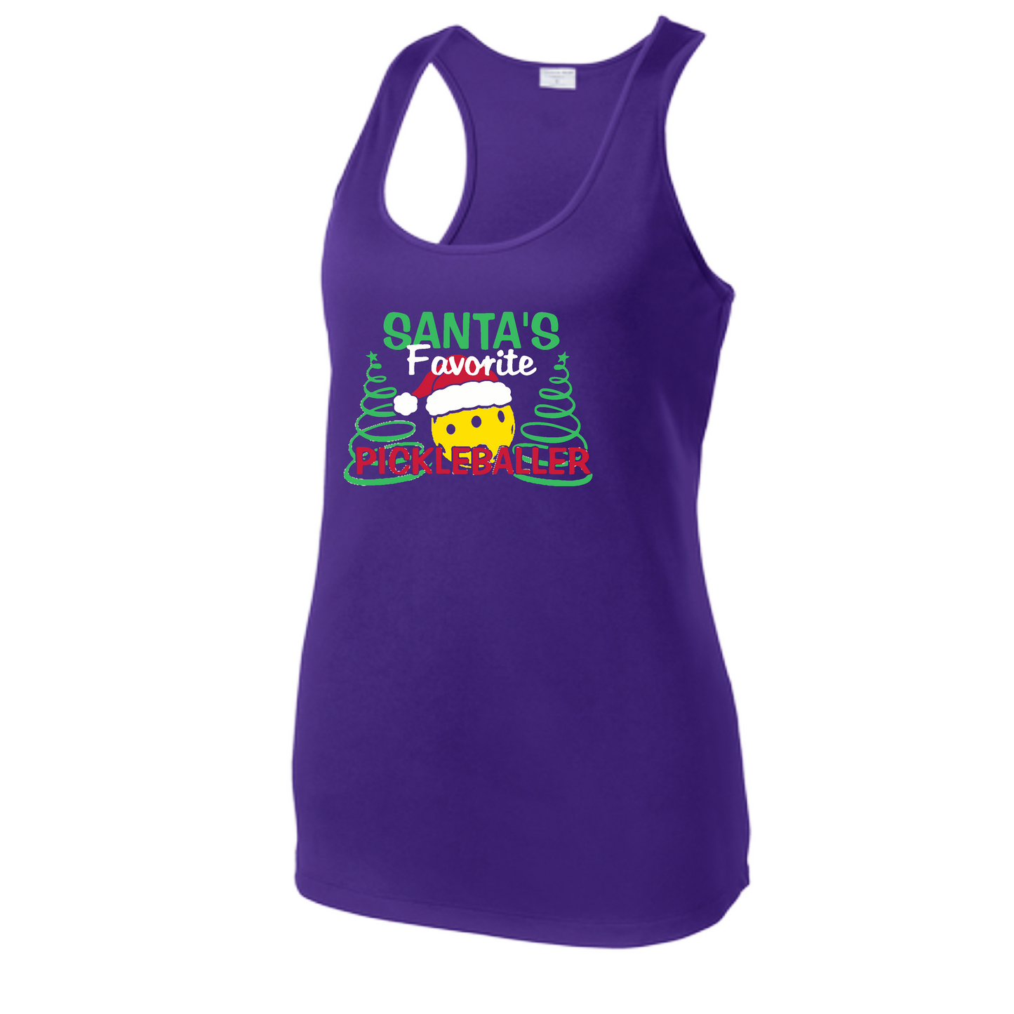 Santa's Favorite Pickleballer | Women's Racerback Pickleball Tank | 100% Polyester