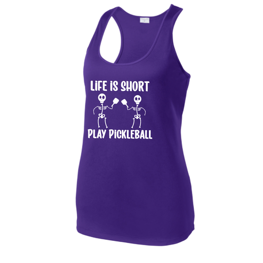 Life is Short Skeletons | Women's Racerback Pickleball Tank | 100% Polyester