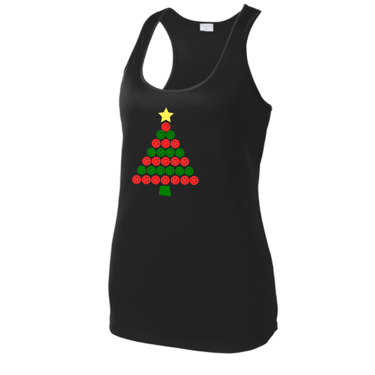 Christmas Tree | Women's Racerback Pickleball Tank | 100% Polyester