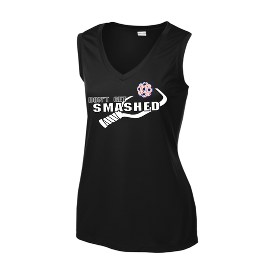 Don't Get Smashed With Pickleballs (Patriotic Stars) | Women’s Sleeveless Athletic Shirt | 100% Polyester