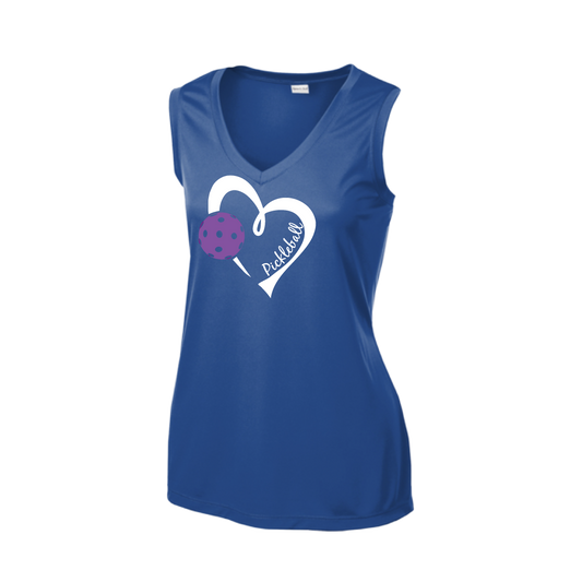 Pickleball Love (Purple) | Women’s Sleeveless Pickleball Shirt | 100% Polyester