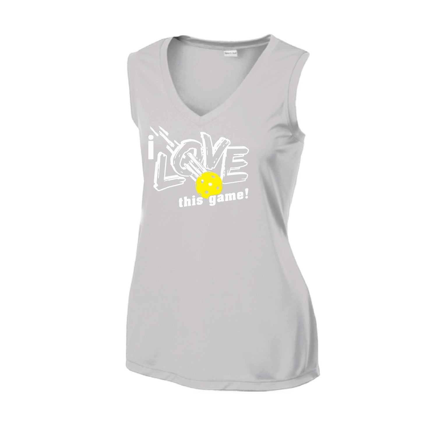 I Love This Game | Women’s Sleeveless Athletic Pickleball Performance T-Shirt | 100% Polyester