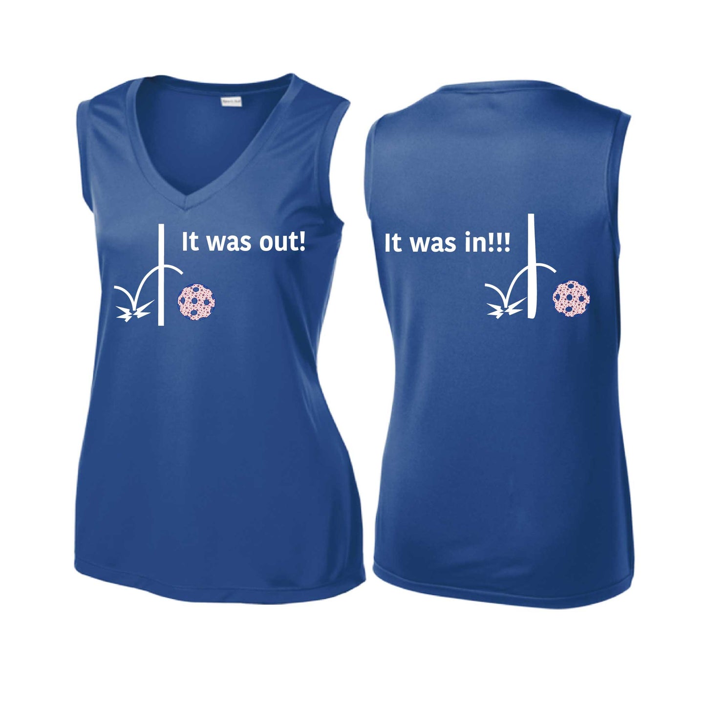 It Was Out! It Was In! (Pickleballs Patriotic Stars) | Women’s Sleeveless Athletic Performance T-Shirt | 100% Polyester