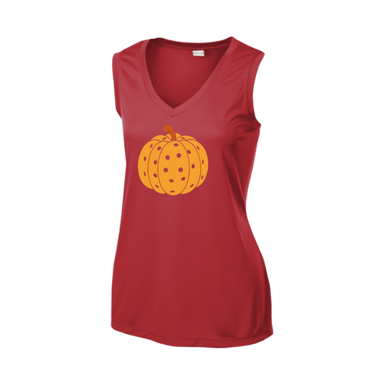 Pumpkin Pickleball | Women’s Sleeveless Athletic Shirt | 100% Polyester