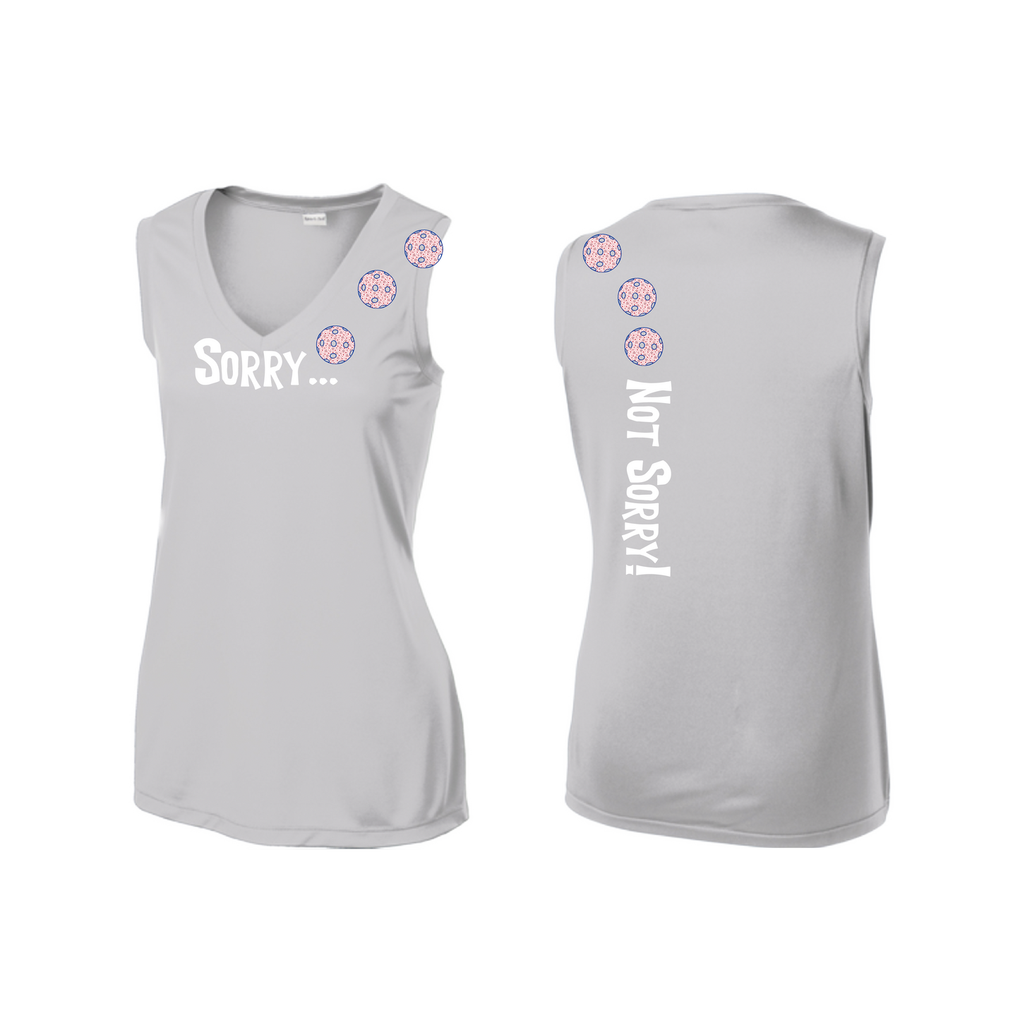 Sorry Not Sorry (Pickleballs With Stars) | Women’s Sleeveless Athletic Shirt | 100% Polyester