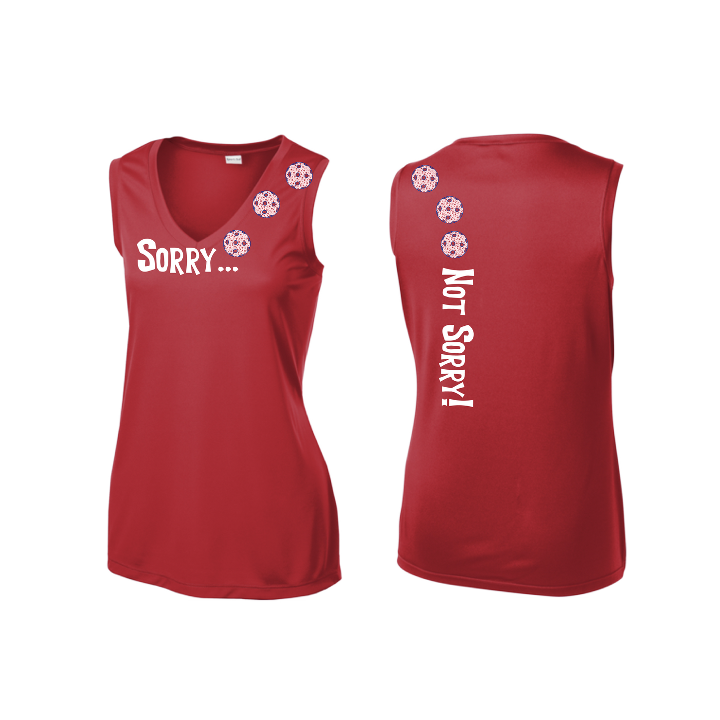 Sorry Not Sorry (Pickleballs With Stars) | Women’s Sleeveless Athletic Shirt | 100% Polyester