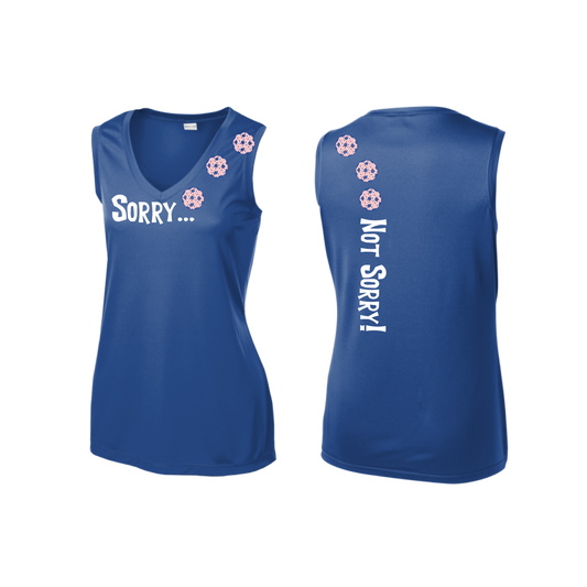 Sorry Not Sorry (Pickleball color Patriotic Stars) Customizable | Women’s Sleeveless Shirt | 100% Polyester