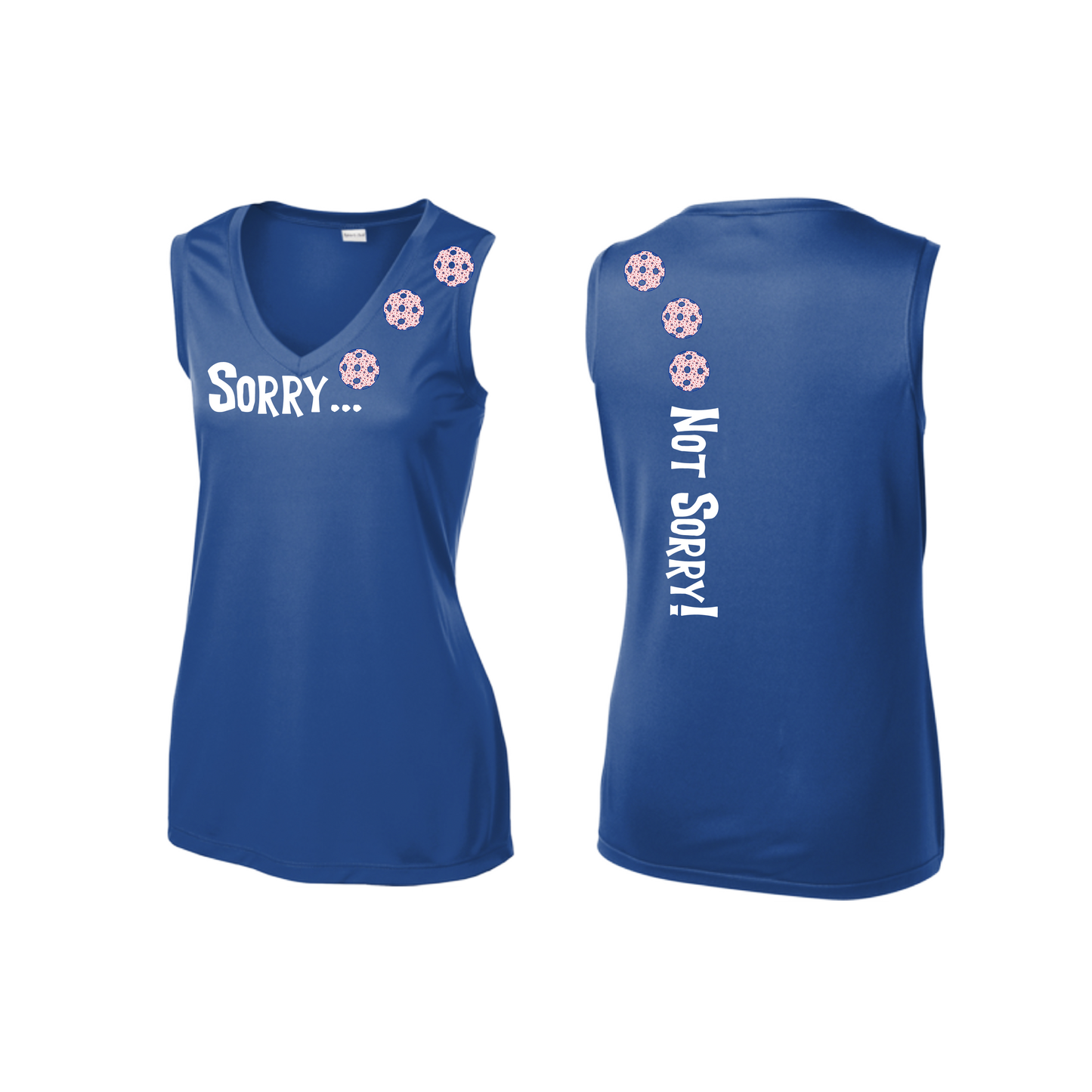 Sorry Not Sorry (Pickleballs With Stars) | Women’s Sleeveless Athletic Shirt | 100% Polyester