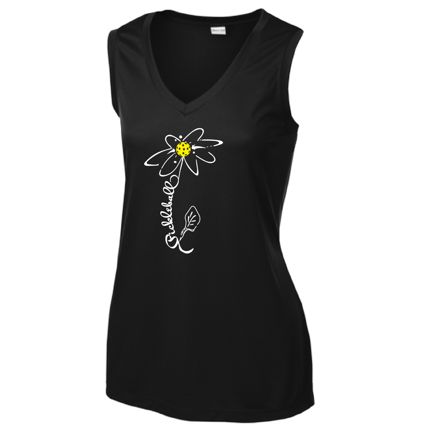 Pickleball Flower (White Yellow) | Women’s Sleeveless Athletic Shirt | 100% Polyester