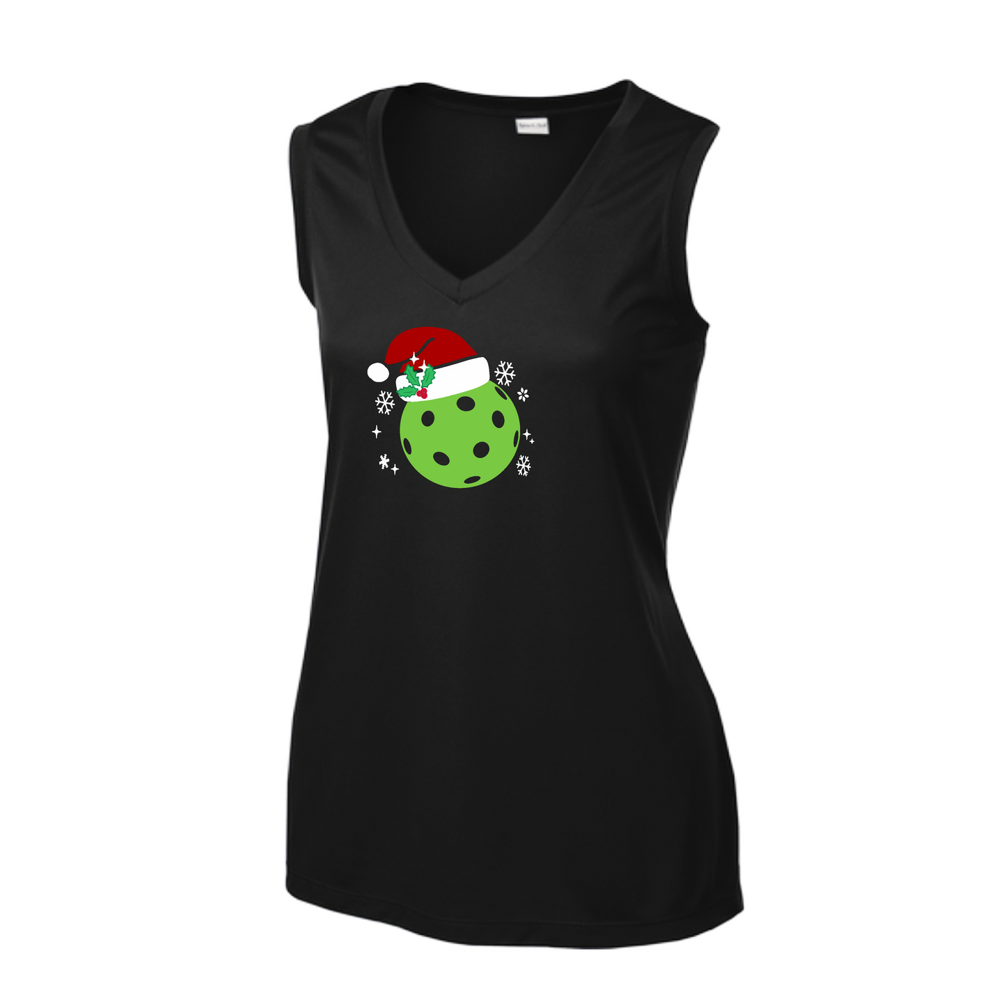 Santa Hat | Women’s Sleeveless Pickleball Shirt | 100% Polyester