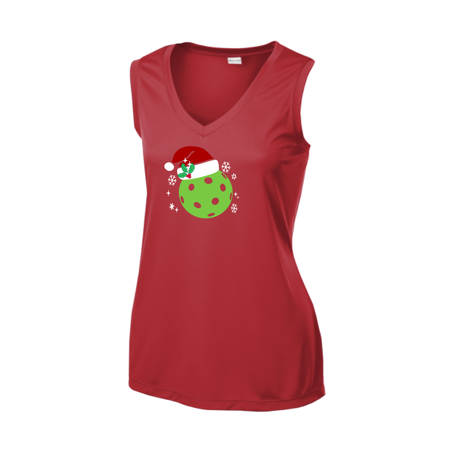 Santa Hat | Women’s Sleeveless Pickleball Shirt | 100% Polyester